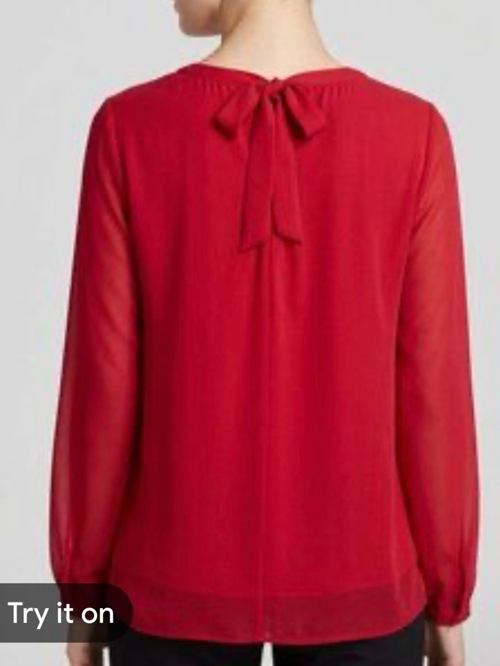 LOFT Tie Neck Red Blouse